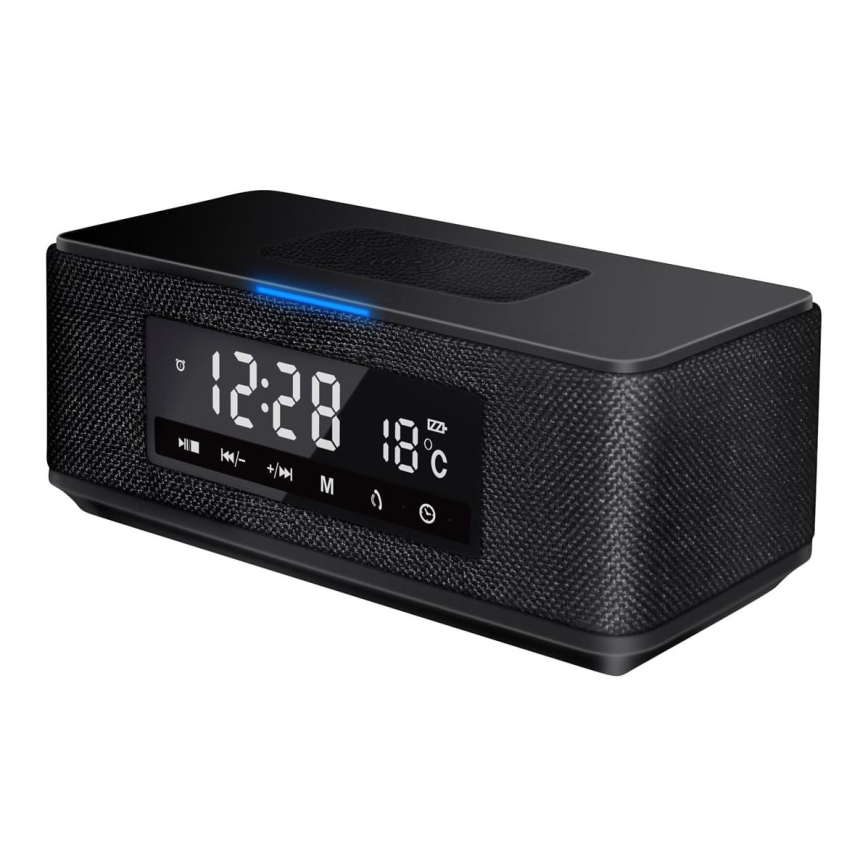 Punjivi zvučnik s LCD zaslonom, budilicom i bežičnim punjenjem 6u1 10W/3600 mAh
