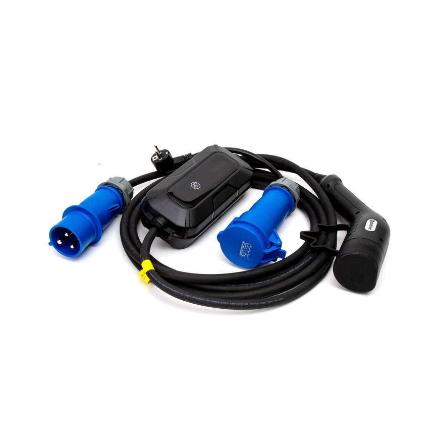 Putna stanica za punjenje električnih automobila EV/PHEV AC Type 2 32A/230V 7,4kW IP55 5m + adapter 230V 3,7kW + kućište