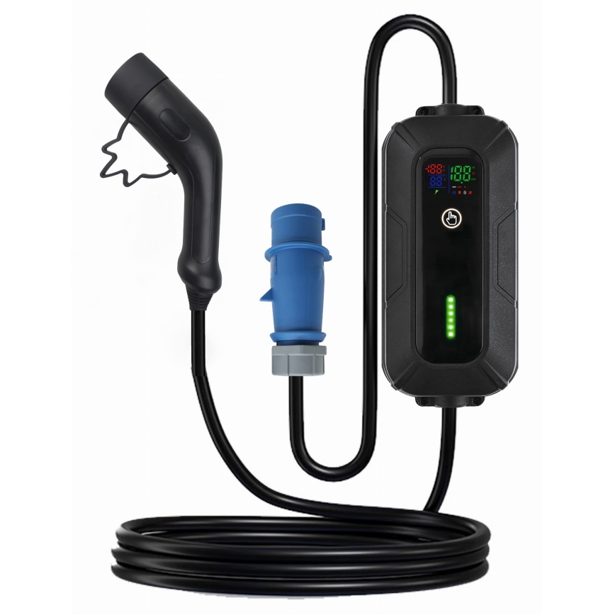 Putna stanica za punjenje električnih automobila EV/PHEV AC Type 2 32A/230V 7,4kW IP55 5m + adapter 230V 3,7kW + kućište
