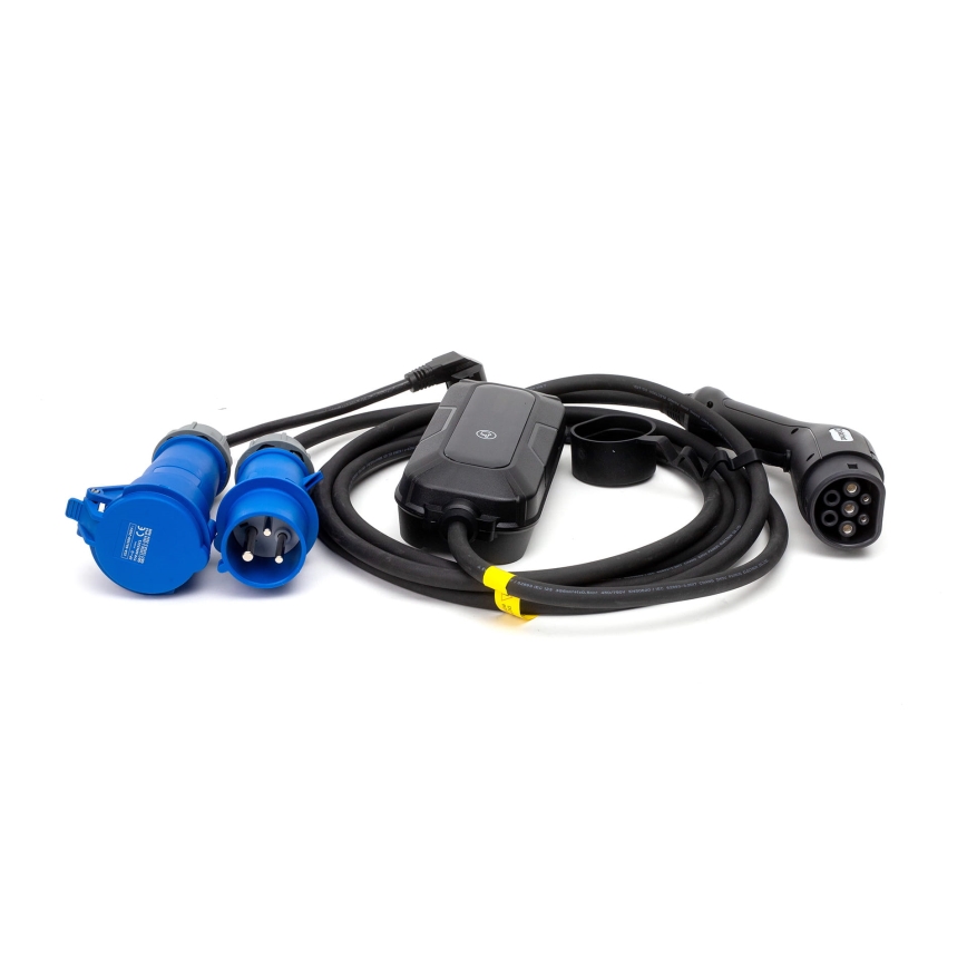 Putna stanica za punjenje električnih automobila EV/PHEV AC Type 2 32A/230V 7,4kW IP55 5m + adapter 230V 3,7kW + kućište