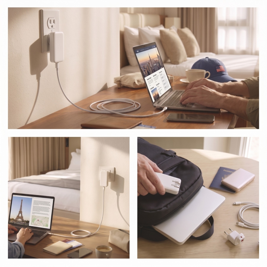 Putni adapter s izmjenjivim USB nastavcima GaN 100-250V