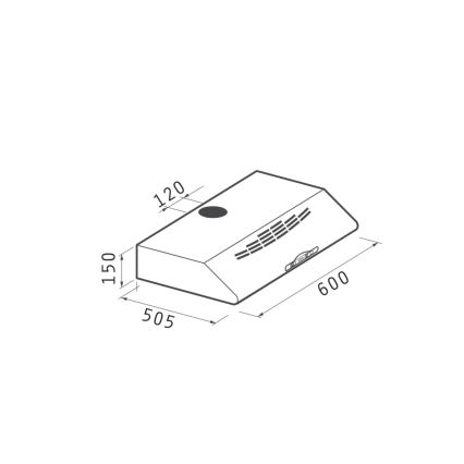 Pyramis 65041701 - Napezna napa STANDARD HOOD 60 cm crna