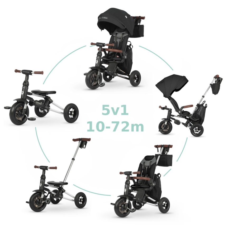 QPlay - Dječja trokolica 5u1 NOVA DELUXE crna