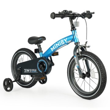 QPlay - Dječji bicikl 14" MINIBY 3u1 plava