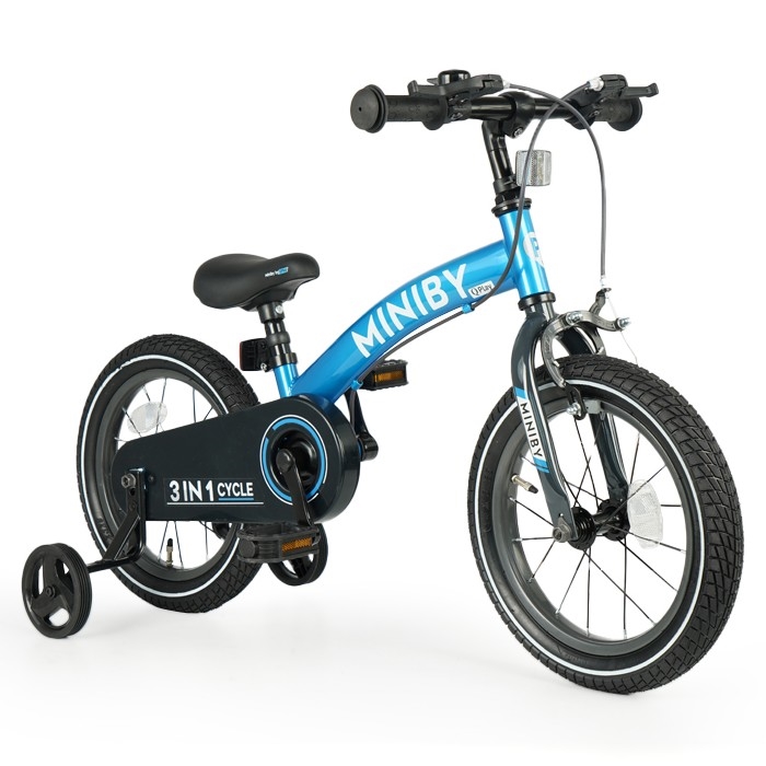 QPlay - Dječji bicikl 14" MINIBY 3u1 plava