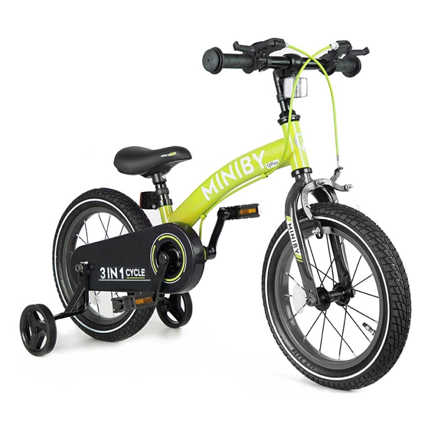 QPlay - Dječji bicikl 14" MINIBY 3u1 zelena