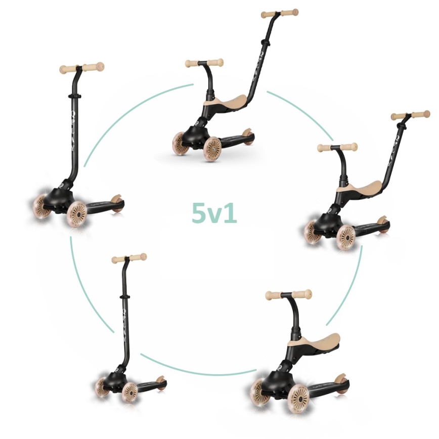 QPlay - Dječji romobil 5u1 SEMA bež boje