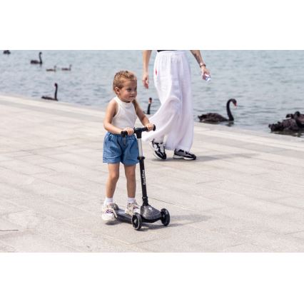 QPlay - Dječji romobil s LED kotačima SPARKLING crni