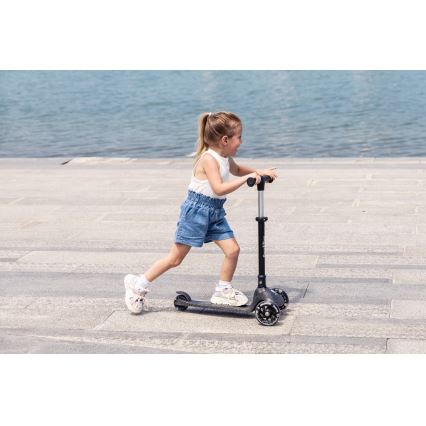 QPlay - Dječji romobil s LED kotačima SPARKLING crni