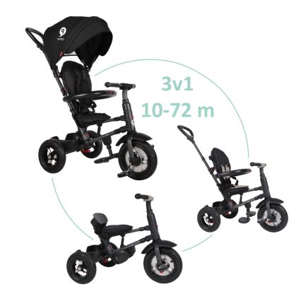 QPlay - Dječji tricikl 3u1 RITO AIR crna