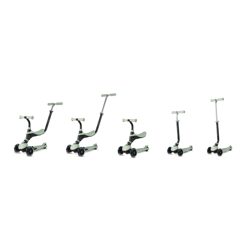 QPlay - Zeleni dječji romobil SEMA PRO 5u1 s LED kotačićima