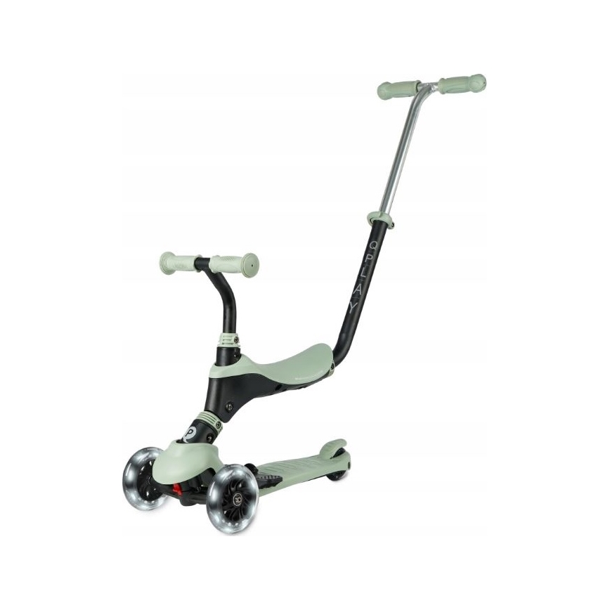 QPlay - Zeleni dječji romobil SEMA PRO 5u1 s LED kotačićima