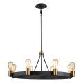 Quintiesse - Luster na šipci SILAS 8xE27/60W/230V Ø 82,9 cm crna/zlatna