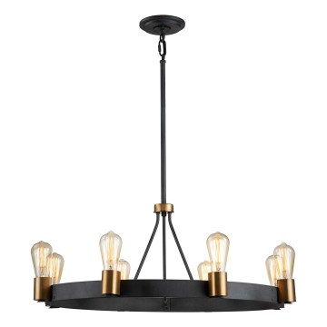 Quintiesse - Luster na šipci SILAS 8xE27/60W/230V Ø 82,9 cm crna/zlatna