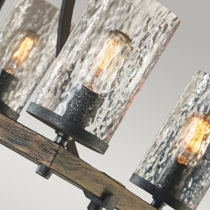 Quintiesse - Stropni luster na štapu ANGELO 8xE27/60W/230V u dekoru hrasta