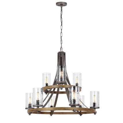 Quintiesse - Luster na lancu ANGELO 9xE27/60W/230V dekor hrasta