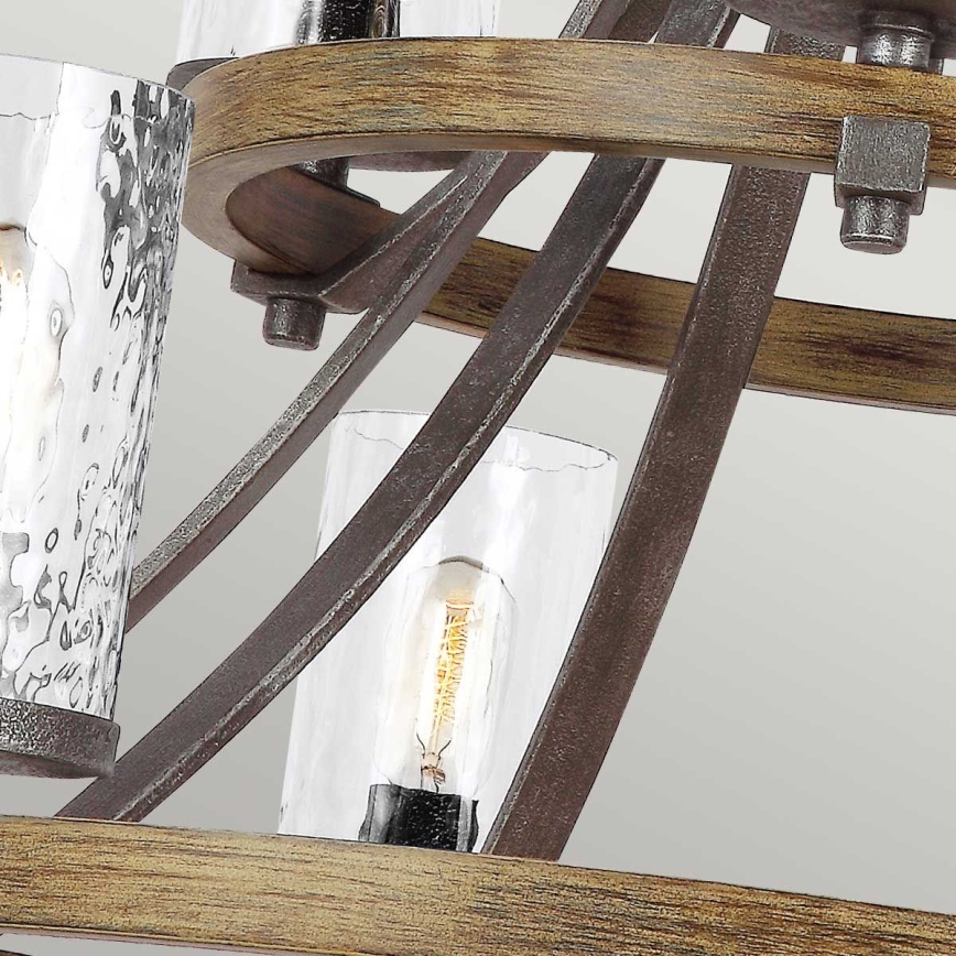 Quintiesse - Luster na lancu ANGELO 9xE27/60W/230V dekor hrasta