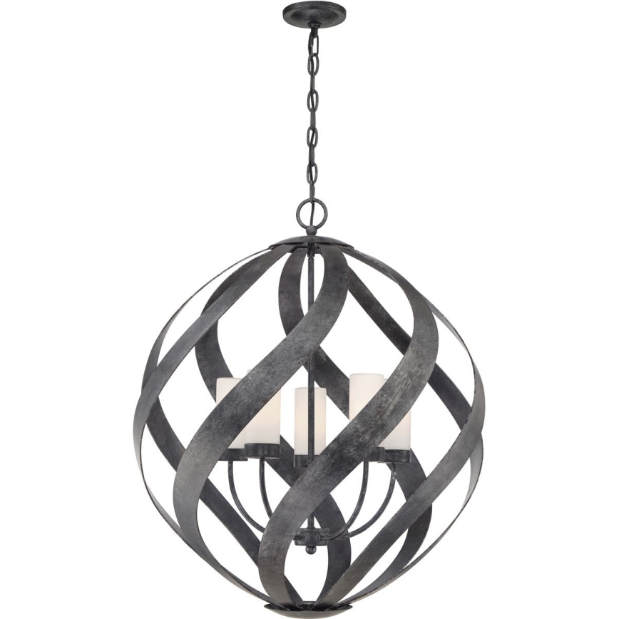 Quintiesse - Vanjski luster na lancu BLACKSMITH, 5x E14/40W/230V, promjer 66,4 cm, IP44, crni