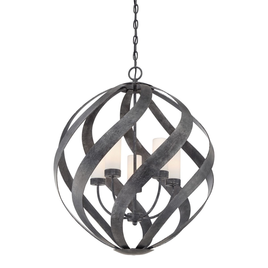 Quintiesse - Vanjski luster na lancu BLACKSMITH, 5x E14/40W/230V, promjer 66,4 cm, IP44, crni