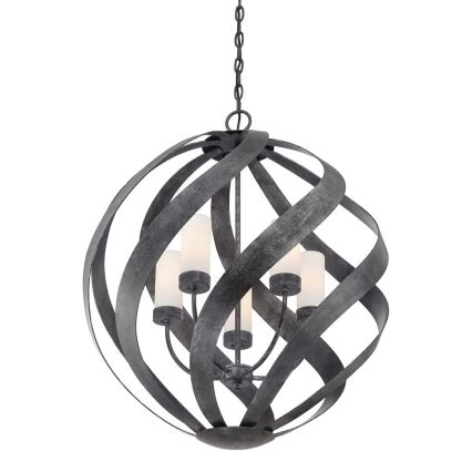 Quintiesse - Vanjski luster na lancu BLACKSMITH, 5x E14/40W/230V, promjer 66,4 cm, IP44, crni