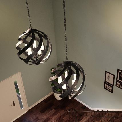 Quintiesse - Vanjski luster na lancu BLACKSMITH, 5x E14/40W/230V, promjer 66,4 cm, IP44, crni