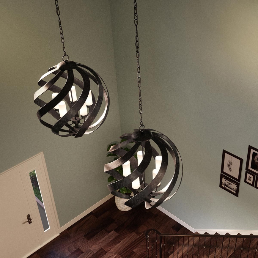 Quintiesse - Vanjski luster na lancu BLACKSMITH, 5x E14/40W/230V, promjer 66,4 cm, IP44, crni