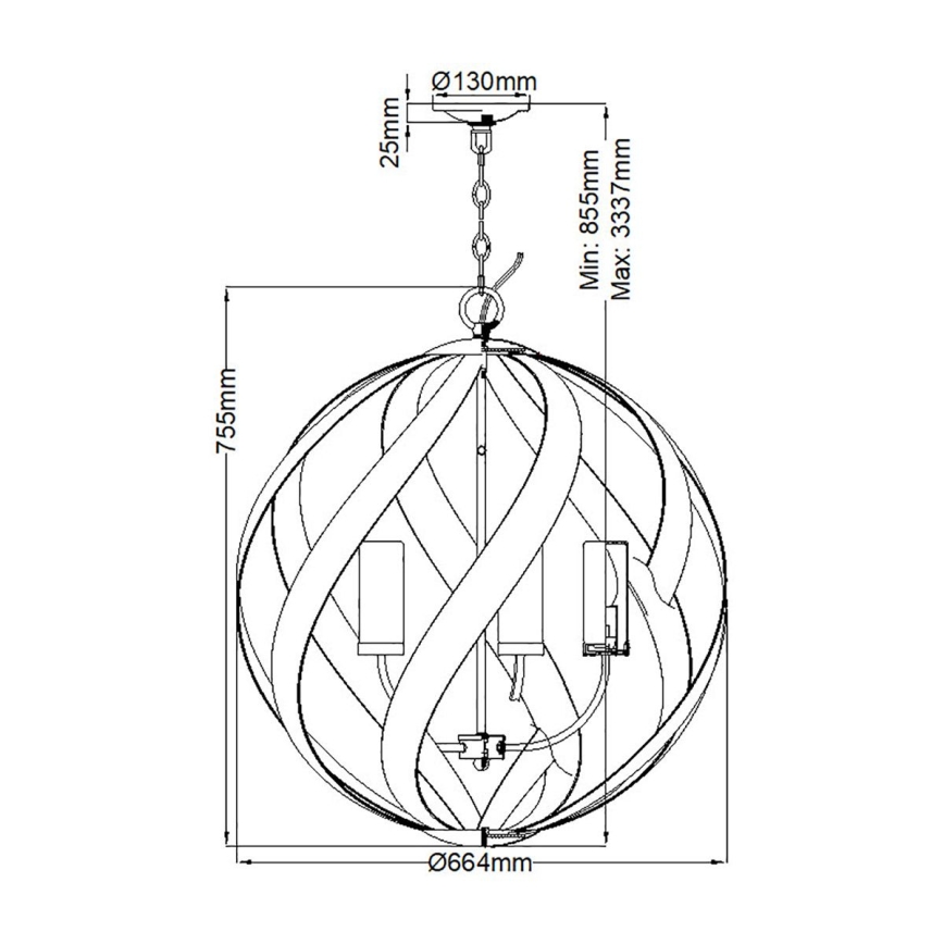 Quintiesse - Vanjski luster na lancu BLACKSMITH, 5x E14/40W/230V, promjer 66,4 cm, IP44, crni