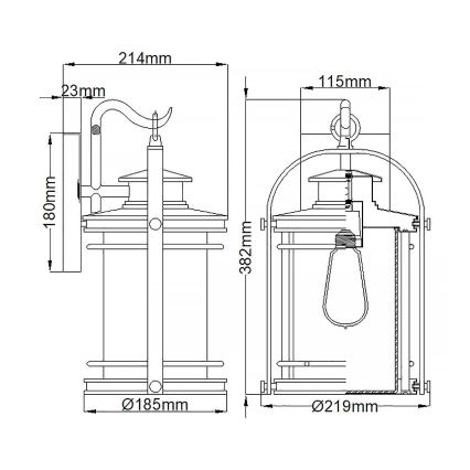 Quintiesse - Vanjska zidna svjetiljka BOOKER M 1xE27/60W/230V IP44 matni krom