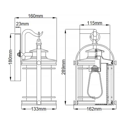 Quintiesse - Vanjska zidna svjetiljka BOOKER S 1xE27/60W/230V IP44 matni krom
