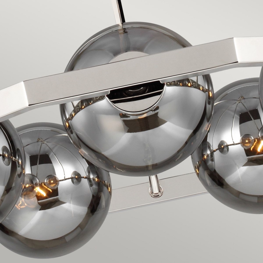 Quintiesse - Luster na šipci HARPER 5xE14/60W/230V Ø 77,5 cm sjajni krom/zadimljeno staklo