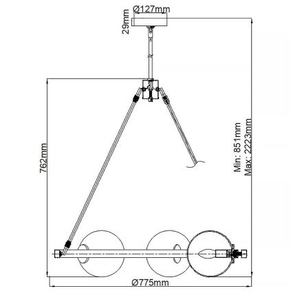 Quintiesse - Luster na šipci HARPER 5xE14/60W/230V Ø 77,5 cm sjajni krom/zadimljeno staklo