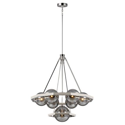 Quintiesse - Luster na stalku HARPER 7xE14/60W/230V Ø 81,3 cm, sjajni krom/dimljeno staklo