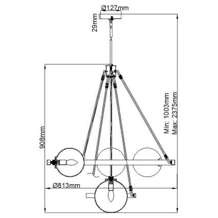 Quintiesse - Luster na stalku HARPER 7xE14/60W/230V Ø 81,3 cm, sjajni krom/dimljeno staklo