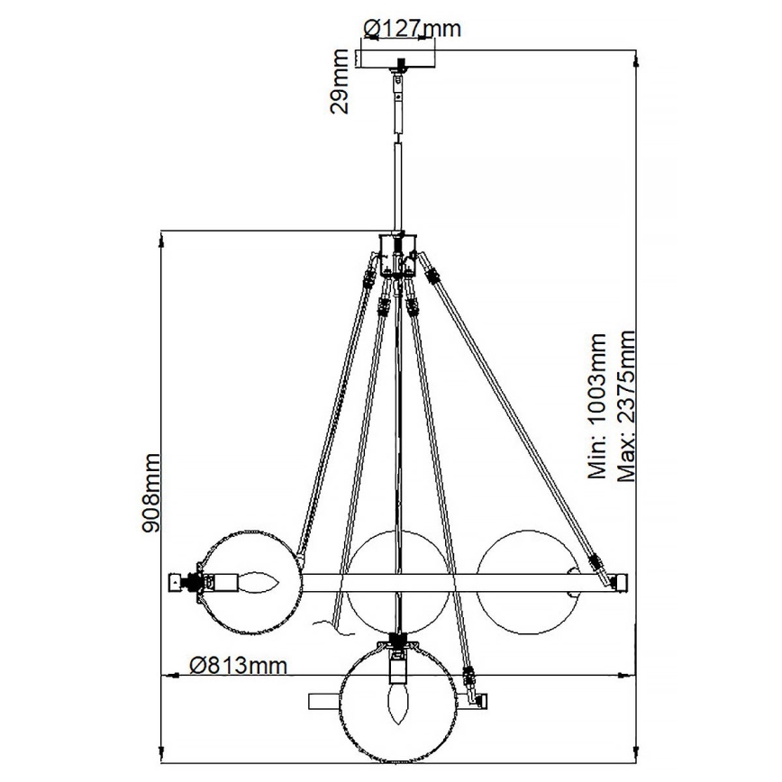 Quintiesse - Luster na stalku HARPER 7xE14/60W/230V Ø 81,3 cm, sjajni krom/dimljeno staklo