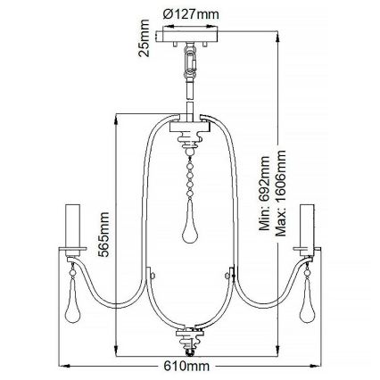 Quintiesse - Luster na štapu KARLEE 5xE14/60W/230V Ø 61 cm matni krom