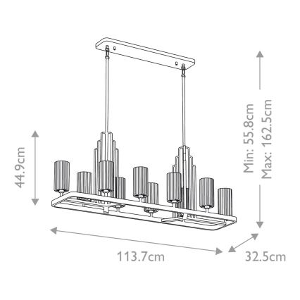 Quintiesse - Luster na stalku KIMROSE 10xE14/40W/230V sjajni krom