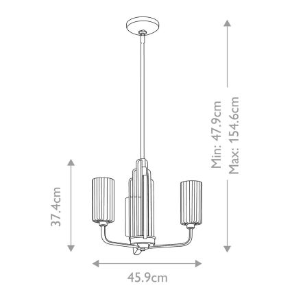 Quintiesse - Luster na štapu KIMROSE 3xE14/40W/230V promjer 45,9 cm sjajni krom