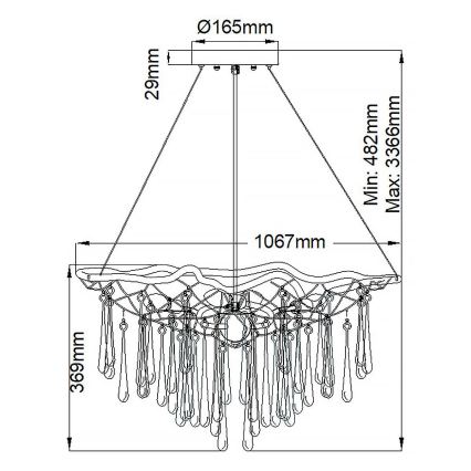 Quintiesse - Luster na sajli LAGUNA 8xE14/40W/230V promjer 106,7 cm zlatni