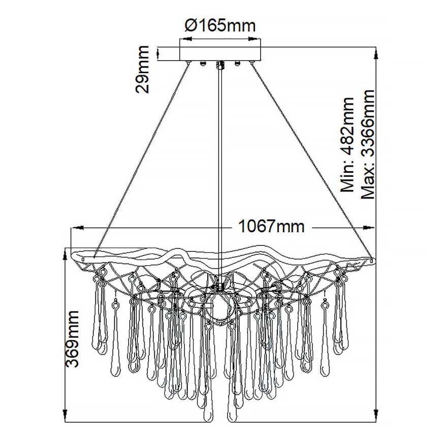 Quintiesse - Luster na sajli LAGUNA 8xE14/40W/230V promjer 106,7 cm zlatni