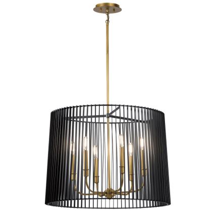 Quintiesse - Luster na štapu LINARA 6xE14/60W/230V Ø 66 cm crna/zlatna