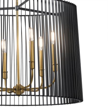 Quintiesse - Luster na štapu LINARA 6xE14/60W/230V Ø 66 cm crna/zlatna