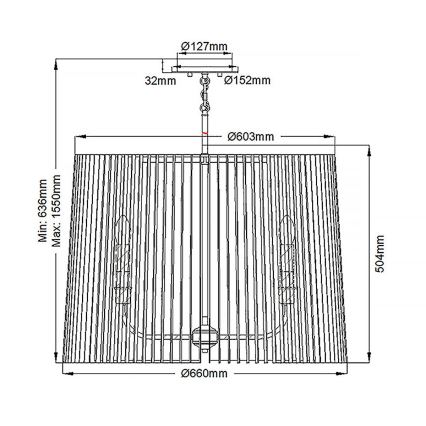 Quintiesse - Luster na štapu LINARA 6xE14/60W/230V Ø 66 cm crna/zlatna