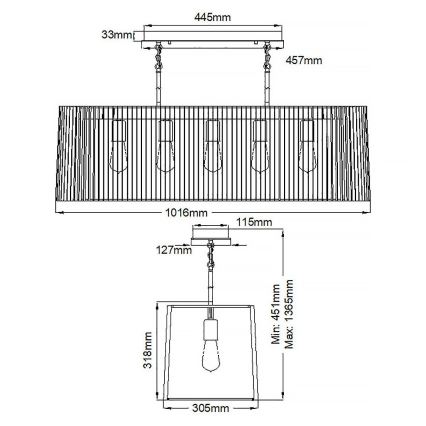 Quintiesse - Luster na šipci LINARA 5xE27/60W/230V crna/zlatna