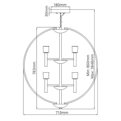 Quintiesse - LED luster na sajli MONDO 8xG9/3W/230V Ø 71,3 cm sjajni krom
