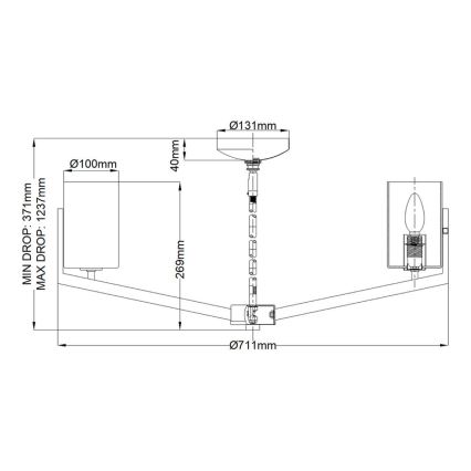 Quintiesse - Luster na štapu NYE 6xE14/40W/230V promjer 71,1 cm zlatni