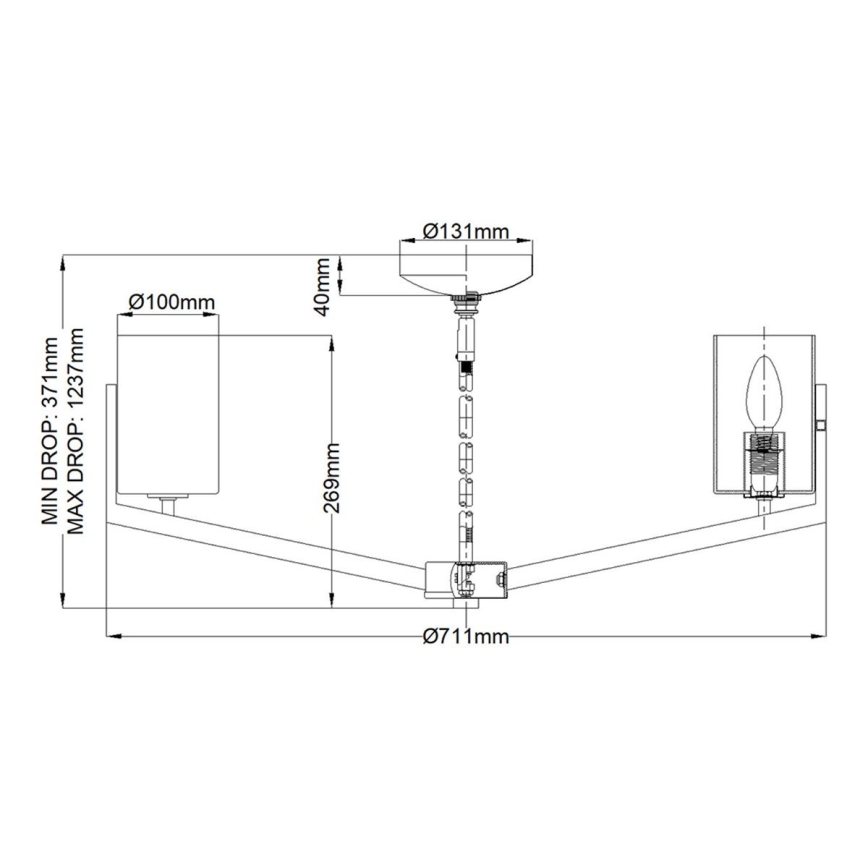Quintiesse - Luster na štapu NYE 6xE14/40W/230V promjer 71,1 cm zlatni