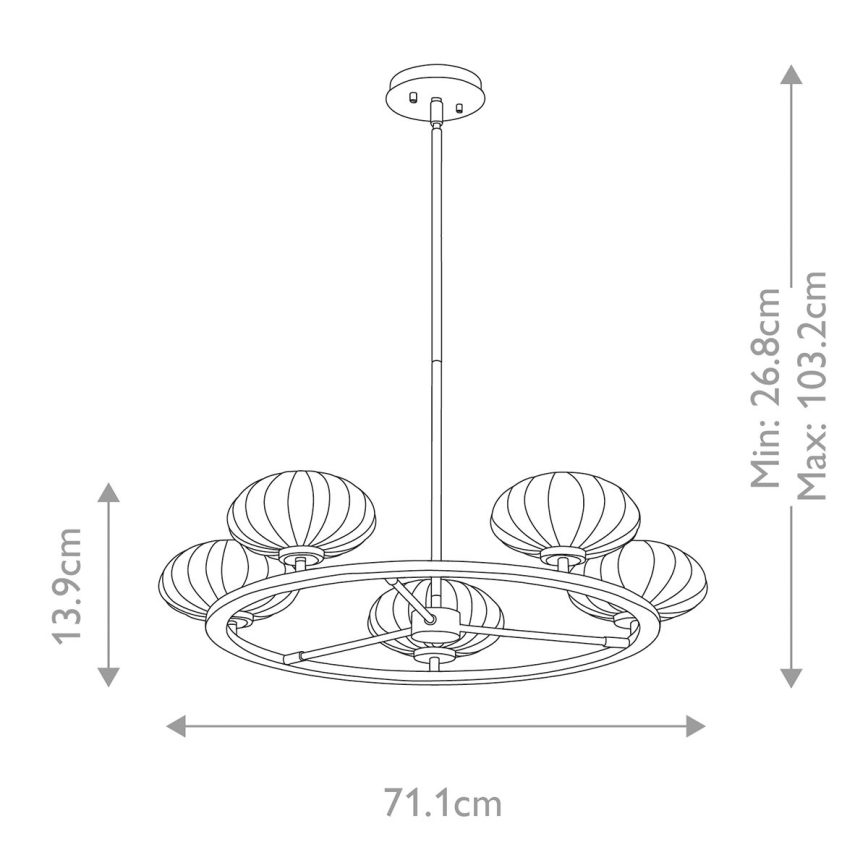 Quintiesse - LED kupaonski luster na šipci PIM 5xG9/3W/230V Ø 71,1 cm IP44 zlatna
