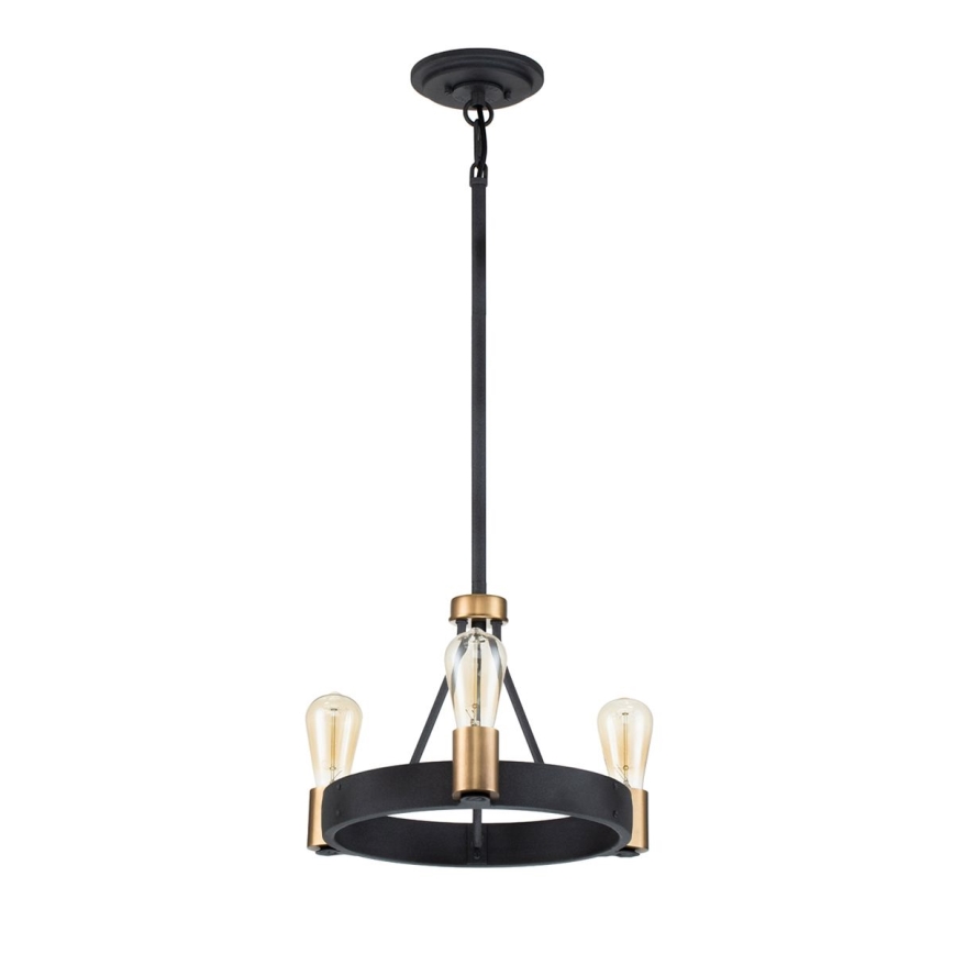 Quintiesse - Luster na šipci SILAS 3xE27/60W/230V Ø 42,2 cm crna/zlatna