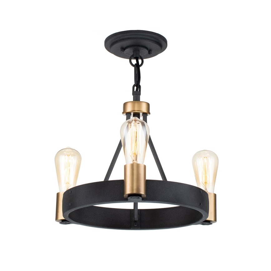 Quintiesse - Luster na šipci SILAS 3xE27/60W/230V Ø 42,2 cm crna/zlatna