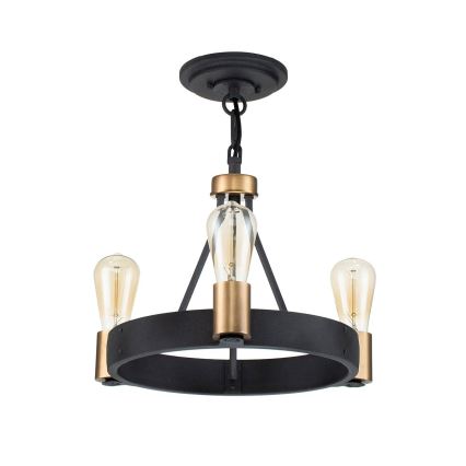 Quintiesse - Luster na šipci SILAS 3xE27/60W/230V Ø 42,2 cm crna/zlatna